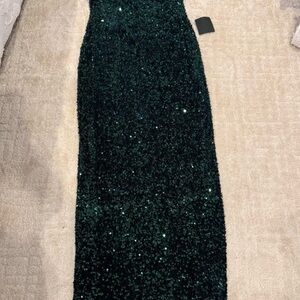 Lulu's Dark Green Sequin Maxi Dress